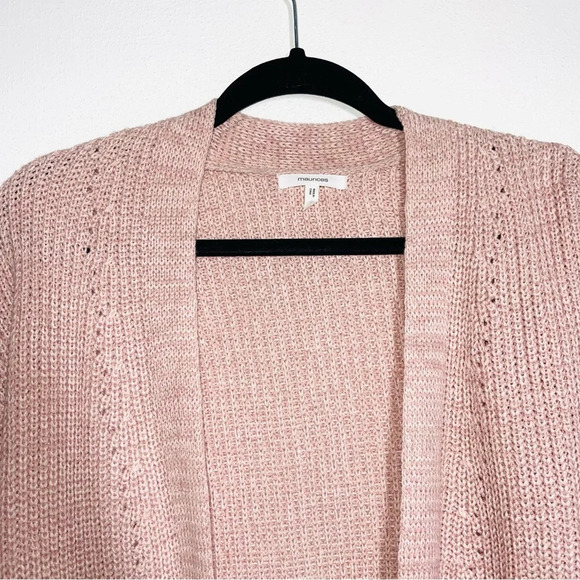 Maurices Light Pink Blouson Sleeve Open Front Knit Cardigan Small Women’s - Picture 2 of 11